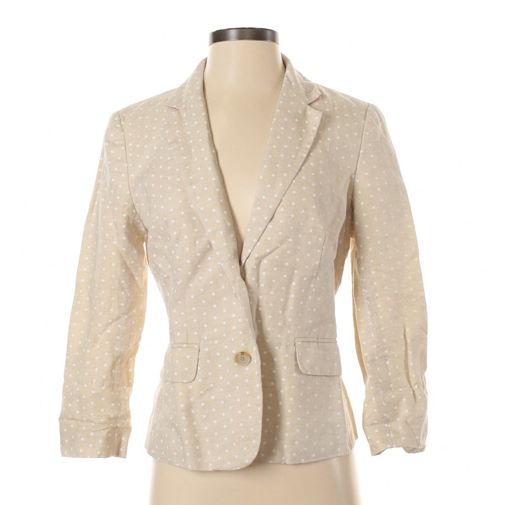Banana Republic Tan Polka Dot 3/4 Sleeve Blazer Suit Jacket Size 4